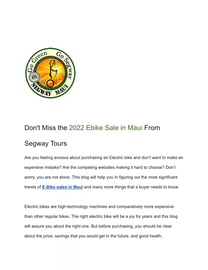 don t miss the 2022 ebike sale in maui from