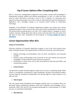 top 6 career options after completing bca