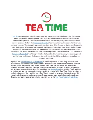 tea time started in 2016 in rajahmundry