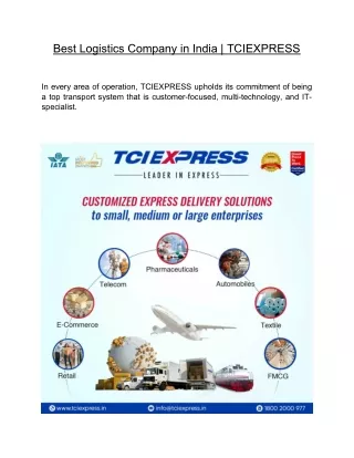 Best Logistics Company in India  | TCIEXPRESS