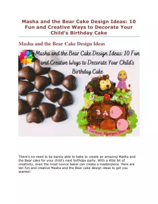 Masha and the Bear Cake Design Ideas