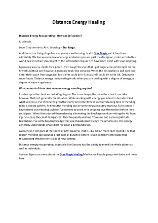 Distance Energy Healing