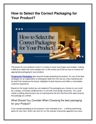 how to select the correct packaging for your