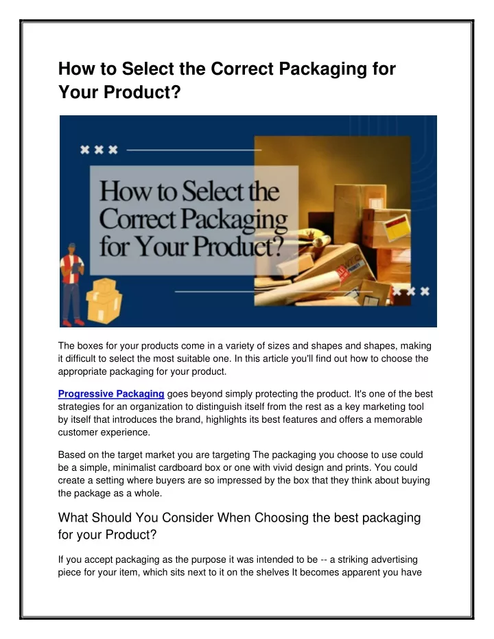 how to select the correct packaging for your