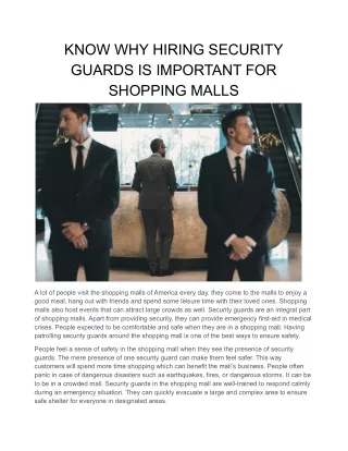 know why hiring security guards is important