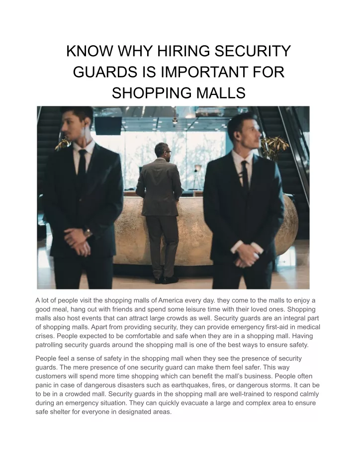 know why hiring security guards is important