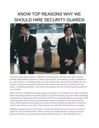 know top reasons why we should hire security