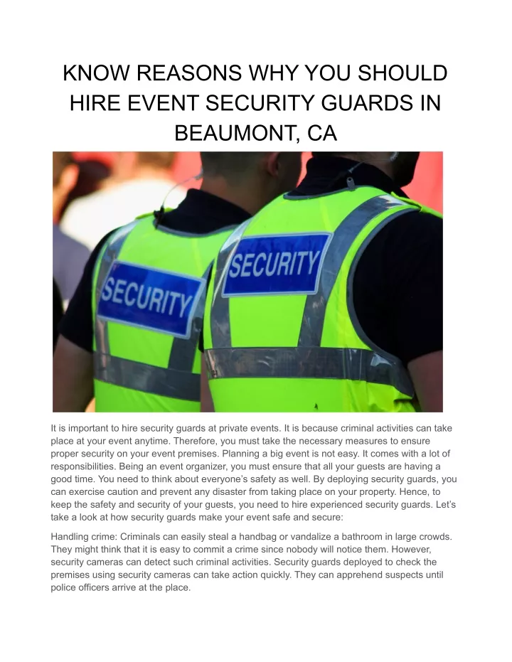 know reasons why you should hire event security