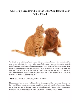 why using breeders choice cat litter can benefit