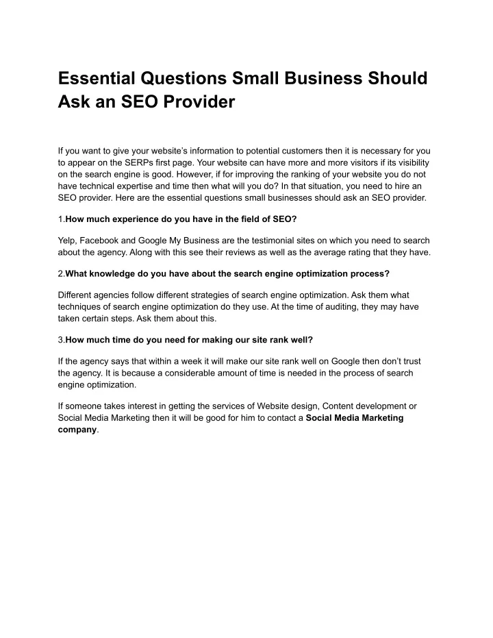 essential questions small business should