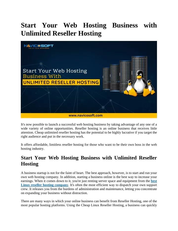 start your web hosting business with unlimited