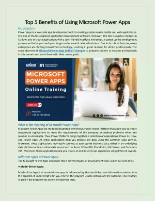 top 5 benefits of using microsoft power apps