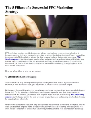 The 5 Pillars of a Successful PPC Marketing Strategy