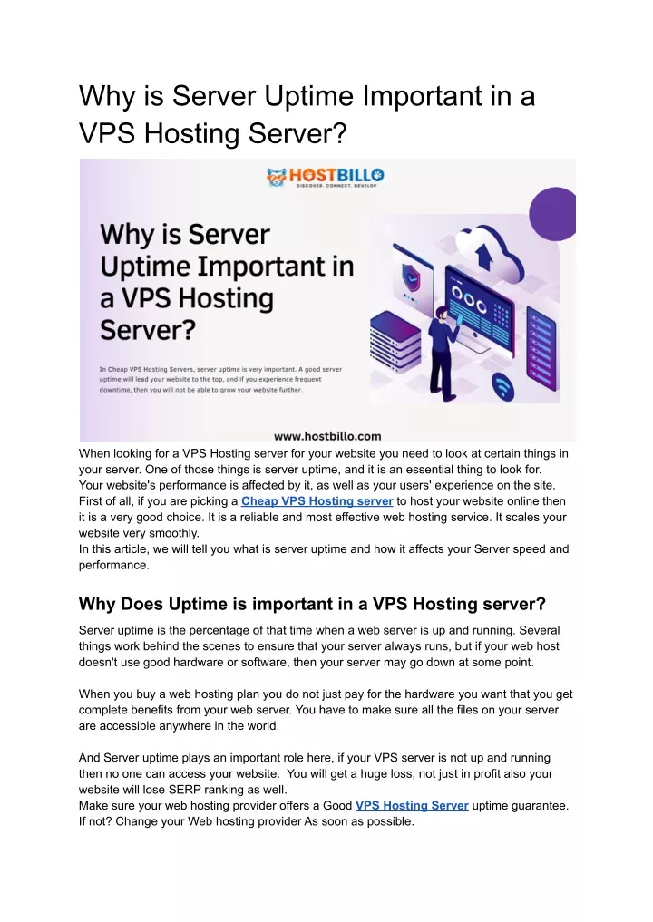 why is server uptime important in a vps hosting