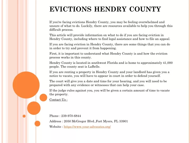 evictions hendry county