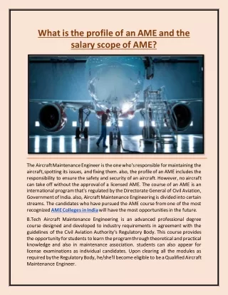 What is the profile of an AME and the salary scope of AME