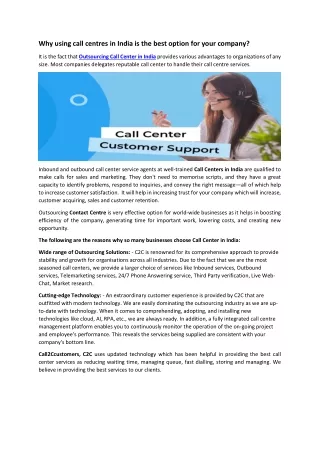 Why using call centres in India is the best option for your company