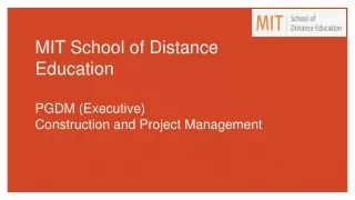 mit school of distance education pgdm executive construction and project management