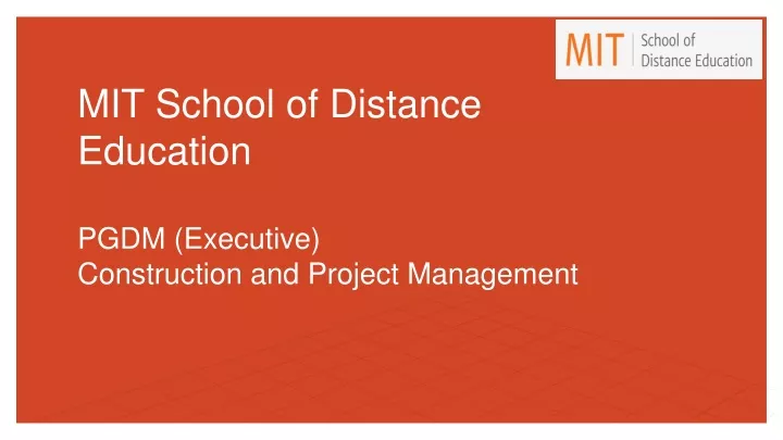 mit school of distance education pgdm executive construction and project management