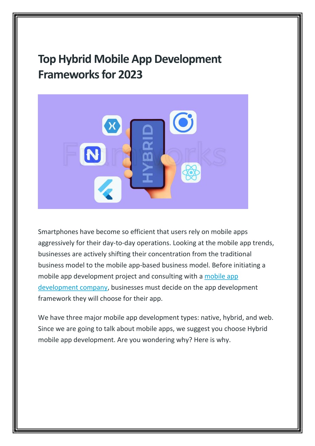 PPT - Top Hybrid Mobile App Development Frameworks for 2023 PowerPoint ...