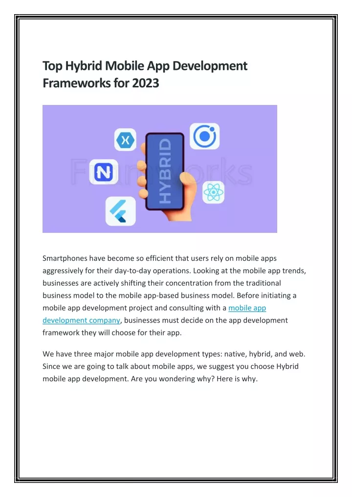 top hybrid mobile app development frameworks