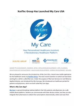 xceltec group has launched my care usa