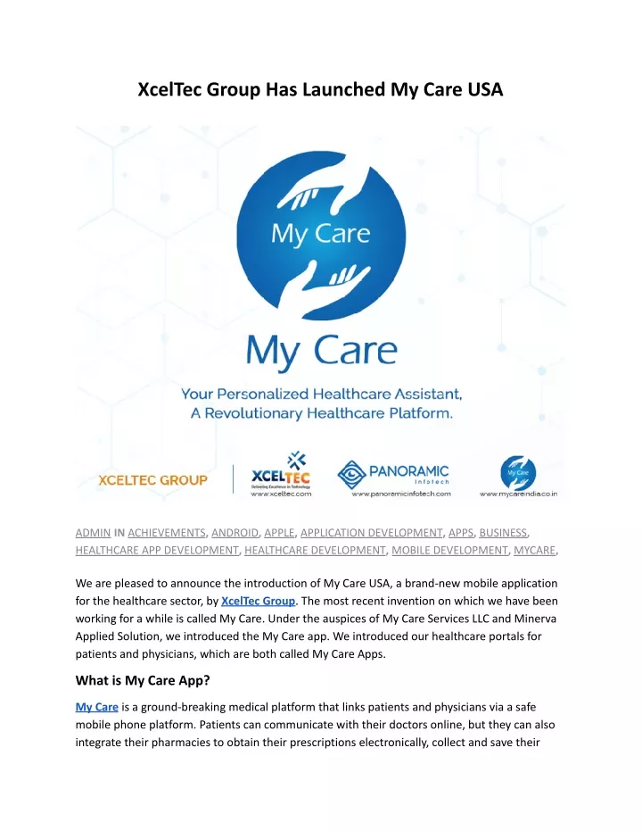 xceltec group has launched my care usa