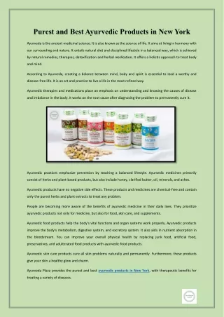 Purest and Best Ayurvedic Products in New York