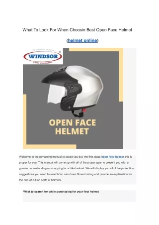 What To Look For When Choosin Best Open Face Helmet