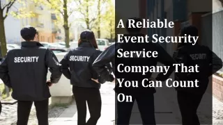 A Reliable Event Security Service Company That You Can Count On