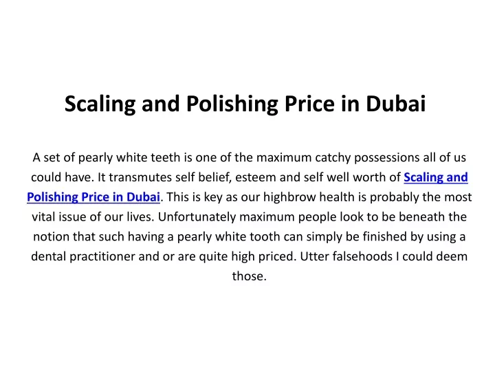 scaling and polishing price in dubai