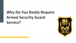 Why Do You Really Require Armed Security Guard Service