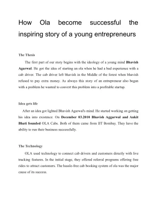 How Ola become successful the inspiring story of a young entrepreneurs
