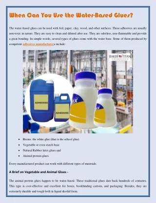 when can you use the water based glues