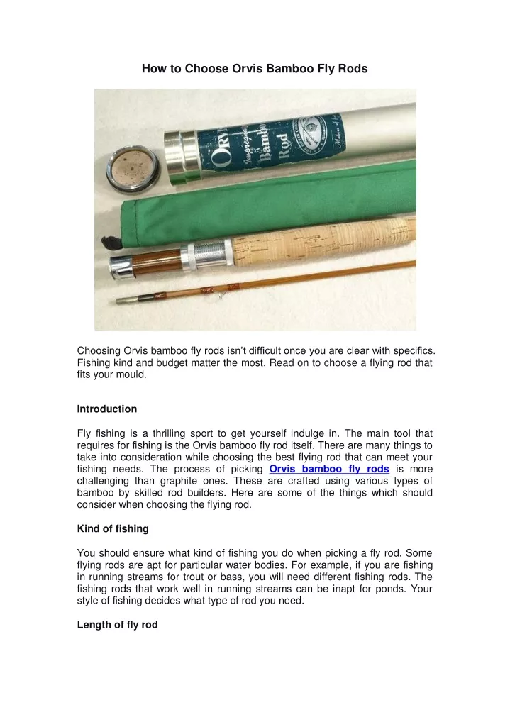 how to choose orvis bamboo fly rods