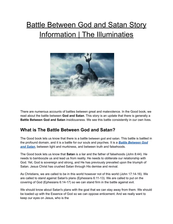 battle between god and satan story information