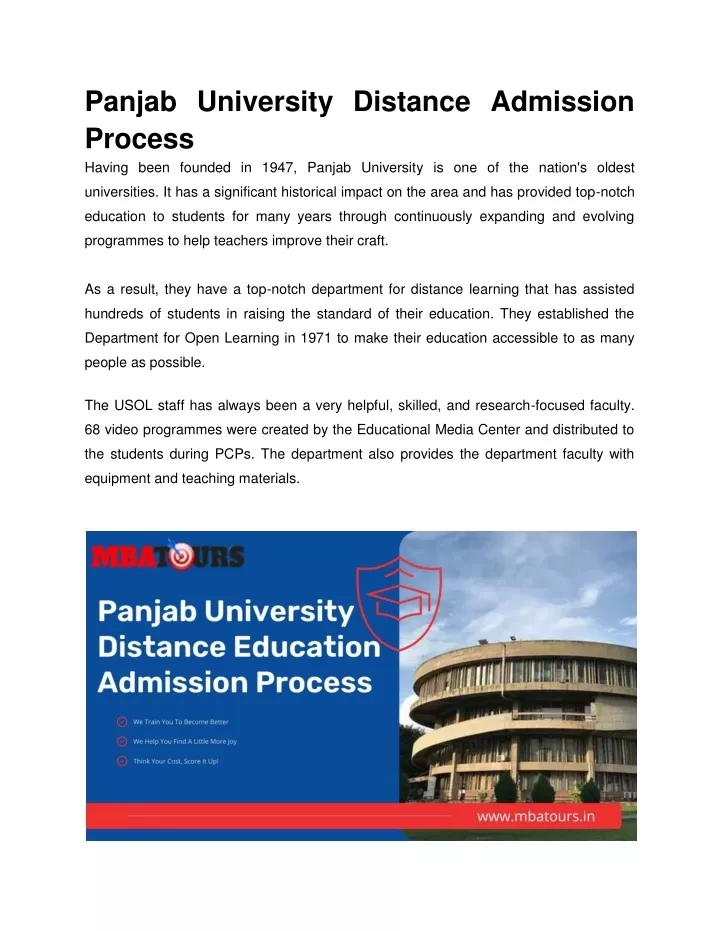 panjab university distance admission process