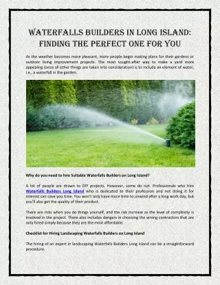 waterfalls builders in long island finding