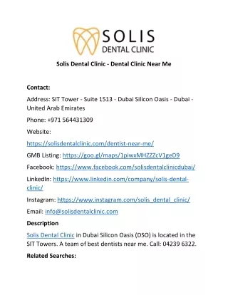 Solis Dental Clinic - Dental Clinic Near Me