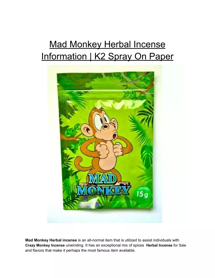 mad monkey herbal incense information k2 spray