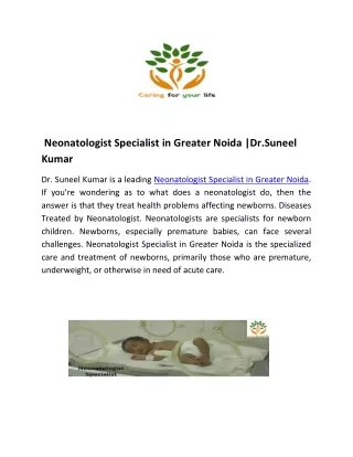 Neonatologist Specialist in Greater Noida.