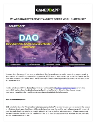 WHAT IS DAO DEVELOPMENT AND HOW DOES IT WORK - GAMESDAPP