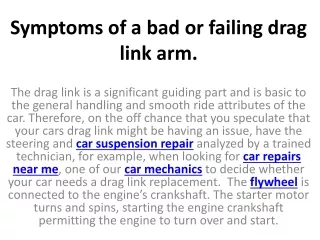 symptoms of a bad or failing drag link arm
