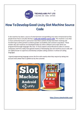 How To Develop Good Unity Slot Machine Source Code