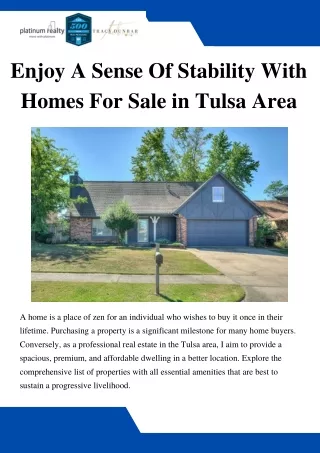Enjoy A Sense Of Stability With Homes For Sale in Tulsa Area