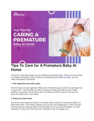 Tips To Care for A Premature Baby At Home
