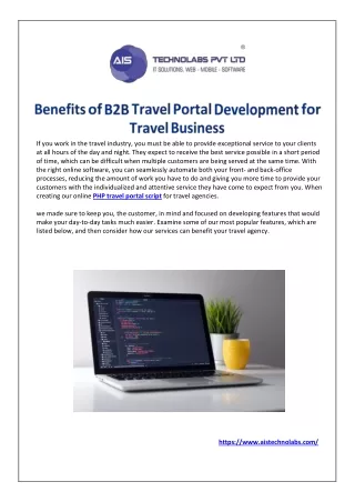 Benefits of B2B Travel Portal Development for Travel Business