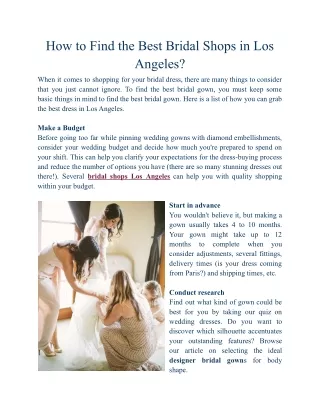 Discover the Best Bridal Shops in Los Angeles