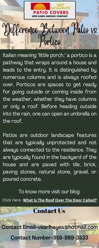 difference between patio vs portico