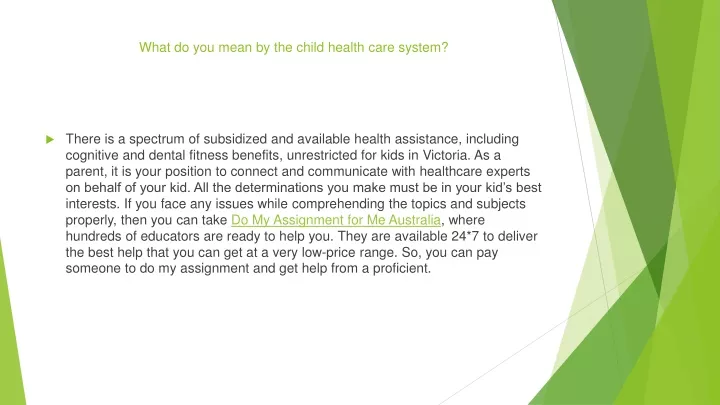 what do you mean by the child health care system